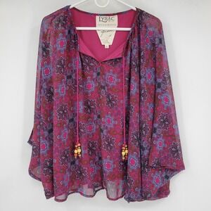 Lyric Culture Janis Joplin Inspired Paisley Print Boho Tassel Tunic Top XS‎